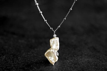 Collier Perles Baroques et Diamants
